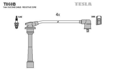 T868B TESLA Комплект кабелiв запалювання