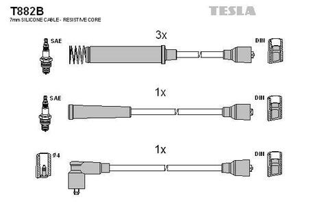 T882B TESLA Комплект кабелiв запалювання