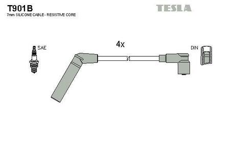 T901B TESLA Провода высоковольтные, комплект Mitsubishi Colt v 1.5 (99-03) ()
