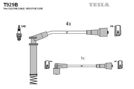 T929B TESLA Провода высоковольтные, комплект Opel Vectra B (96-03) ()