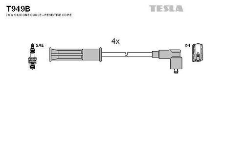 T949B TESLA Комплект кабелiв запалювання
