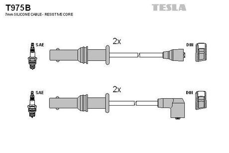 T975B TESLA Комплект кабелiв запалювання