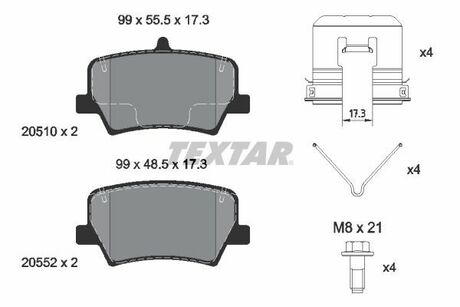 2051001 TEXTAR KLOCKI HAM. VOLVO T. XC40 1,5-2,0 18-