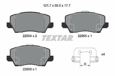 2290401 TEXTAR Комплект тормозных колодок, дисковый тормоз