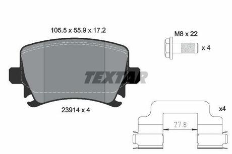 2391402 TEXTAR Комплект тормозных колодок, дисковый тормоз