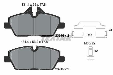 2391601 TEXTAR Комплект тормозных колодок, дисковый тормоз
