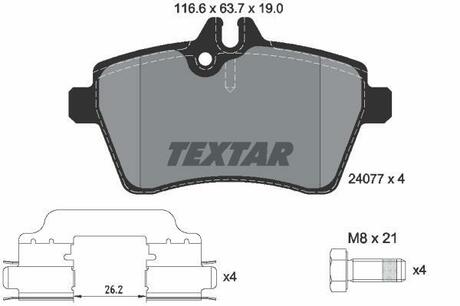 2407702 TEXTAR Комплект тормозных колодок, дисковый тормоз