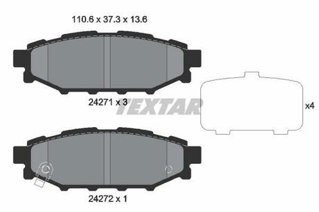 2427101 TEXTAR Комплект тормозных колодок, дисковый тормоз