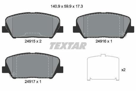 2491501 TEXTAR Комплект тормозных колодок, дисковый тормоз