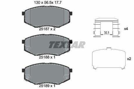 2518701 TEXTAR Комплект тормозных колодок, дисковый тормоз