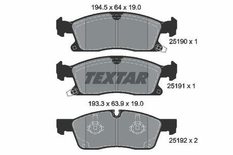 2519002 TEXTAR Комплект тормозных колодок, дисковый тормоз