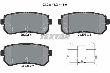 2529201 TEXTAR Комплект гальмівних колодок TEXTAR 2529201