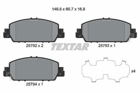 2579201 TEXTAR Комплект гальмівних колодок TEXTAR 2579201