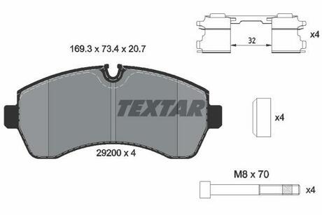 2920002 TEXTAR Комплект гальмівних колодок TEXTAR 2920002