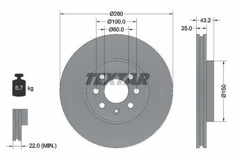 92129303 TEXTAR Тормозной диск