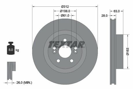 92167703 TEXTAR TARCZA HAM. RENAULT P. CLIO/MEGANE 2,0 16 V SPORT 06-14