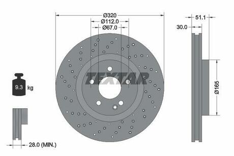 92262105 TEXTAR Диск тормозной MERCEDES A(W176)/ B(W246)/GLA(X156) F D=320mm 12>>