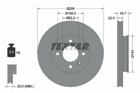 92304603 TEXTAR тормозной диск
