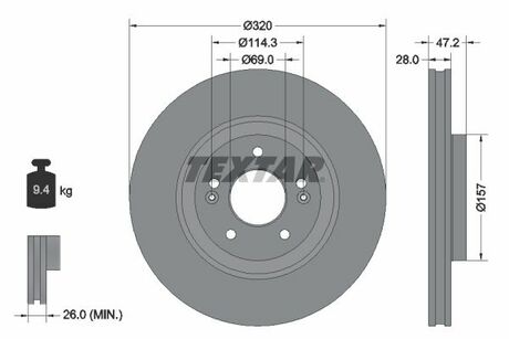 92306303 TEXTAR тормозной диск