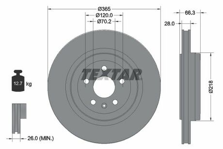 92313803 TEXTAR Диск гальмівний TEXTAR 92313803