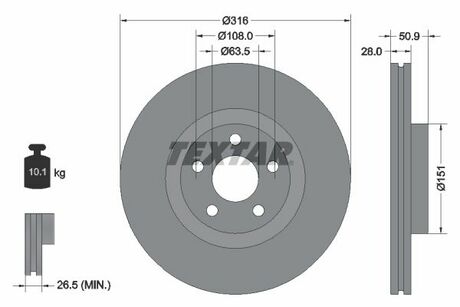 92317203 TEXTAR тормозной диск