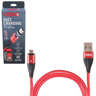 VC-6101M RD Voin Кабель магнитный USB - Micro USB 3А, 1m, red (быстрая зарядка/передача данных) ()