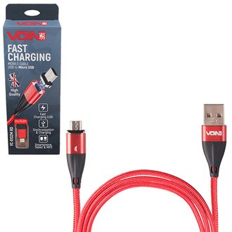 VC-6102M RD Voin Кабель магнитный USB - Micro USB 3А, 2m, red (быстрая зарядка/передача данных) ()