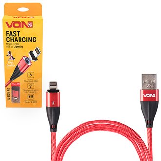 VL-6101L RD Voin Кабель магнитный USB - Lightning 3А, 1m, red (быстрая зарядка/передача данных) ()