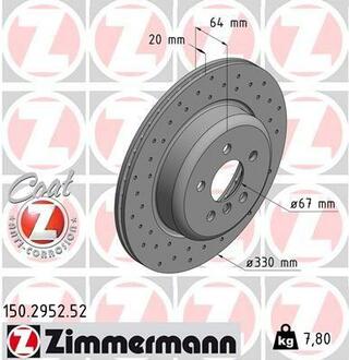 150295252 ZIMMERMANN Диск гальмівний SPORT Z лівий