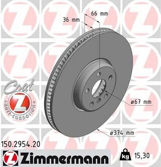 150.2954.20 ZIMMERMANN Диск гальмівний ZIMMERMANN 150.2954.20