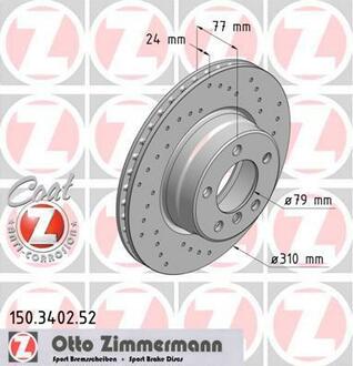 150.3402.52 ZIMMERMANN Диск гальмівний ZIMMERMANN 150.3402.52