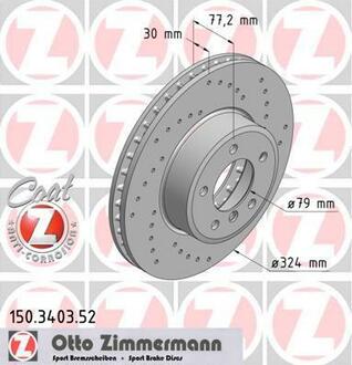 150.3403.52 ZIMMERMANN Диск гальмівний ZIMMERMANN 150.3403.52