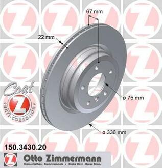 150.3430.20 ZIMMERMANN Диск гальмівний Coat Z ZIMMERMANN 150343020 оригінальна запчастина