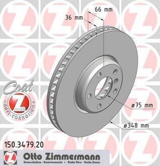 150.3479.20 ZIMMERMANN Диск гальмівний Coat Z правий