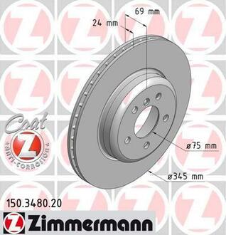 150.3480.20 ZIMMERMANN Диск гальмівний Coat Z