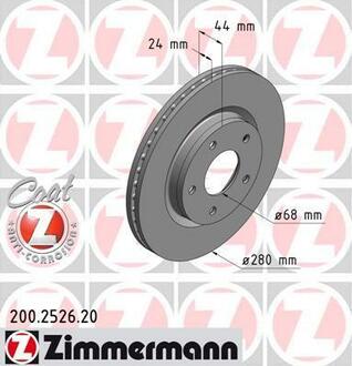 200.2526.20 ZIMMERMANN Диск гальмівний Coat Z