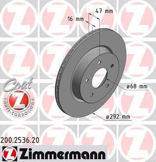 200.2536.20 ZIMMERMANN Диск гальмівний Coat Z ZIMMERMANN 200253620