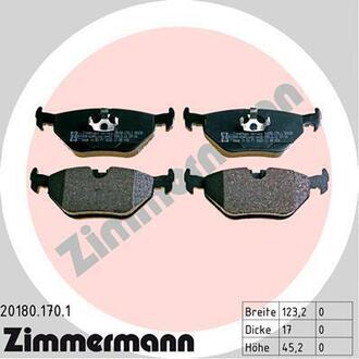 201801701 ZIMMERMANN Комплект тормозных колодок, дисковый тормоз