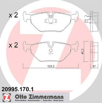 20995.170.1 ZIMMERMANN Комплект тормозных колодок, дисковый тормоз