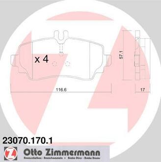 23070.170.1 ZIMMERMANN Комплект тормозных колодок, дисковый тормоз