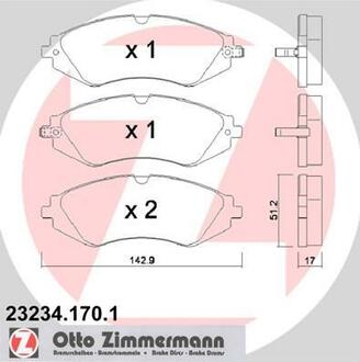 23234.170.1 ZIMMERMANN Комплект тормозных колодок, дисковый тормоз