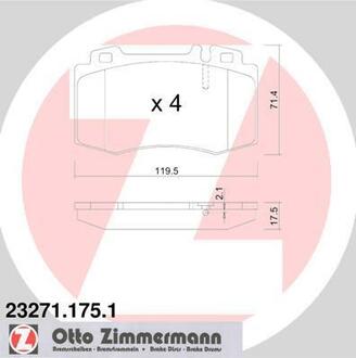 23271.175.1 ZIMMERMANN Комплект тормозных колодок, дисковый тормоз