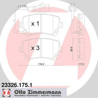 23326.175.1 ZIMMERMANN Комплект тормозных колодок, дисковый тормоз