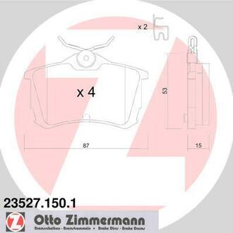 23527.150.1 ZIMMERMANN Комплект гальмівних колодок ZIMMERMANN 23527.150.1