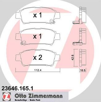 23646.165.1 ZIMMERMANN Комплект тормозных колодок, дисковый тормоз