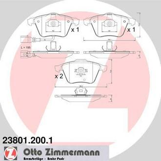 23801.200.1 ZIMMERMANN Комплект тормозных колодок, дисковый тормоз