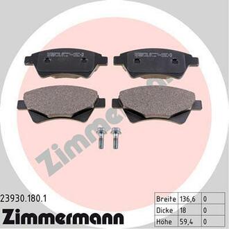 23930.180.1 ZIMMERMANN Комплект гальмівних колодок ZIMMERMANN 23930.180.1