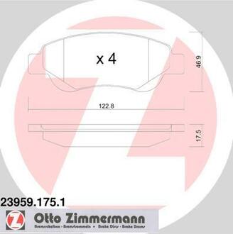 23959.175.1 ZIMMERMANN Комплект тормозных колодок, дисковый тормоз