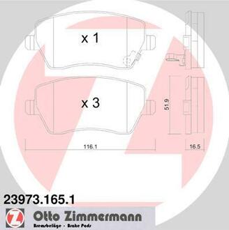 23973.165.1 ZIMMERMANN Комплект тормозных колодок, дисковый тормоз