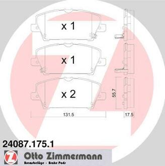 24087.175.1 ZIMMERMANN Комплект тормозных колодок, дисковый тормоз